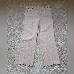 Talbots wide leg linen pants tan beige lightweight womens 14